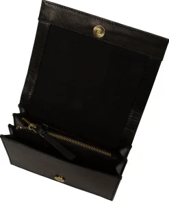 Fleur' Black Leather Cross Body Bag