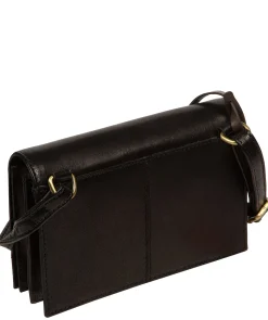 Fleur' Black Leather Cross Body Bag