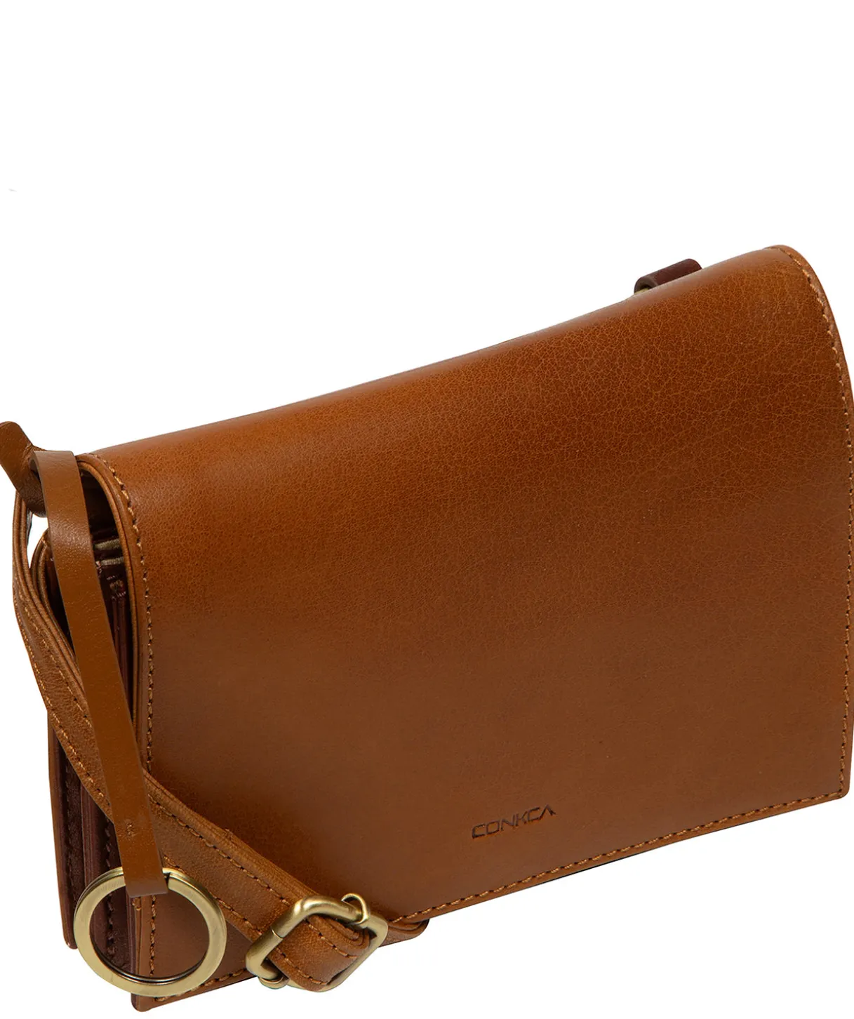 Fleur' Conker Brown & Dark Tan Leather Cross Body Bag