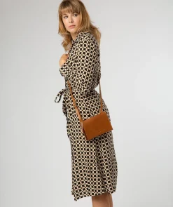 Fleur' Conker Brown & Dark Tan Leather Cross Body Bag