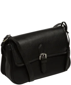 Francesca' Black Leather Cross Body Bag