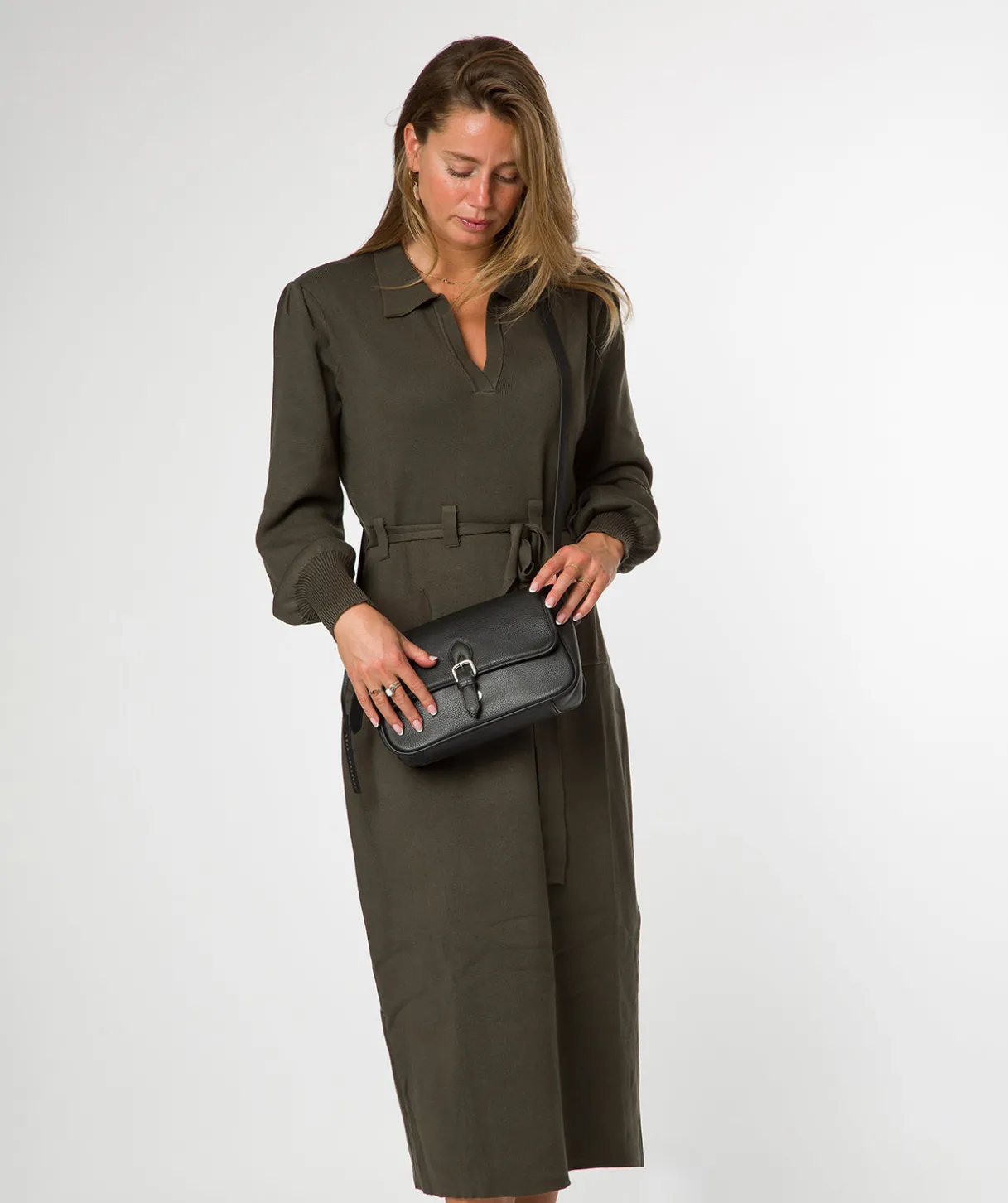 Francesca' Black Leather Cross Body Bag