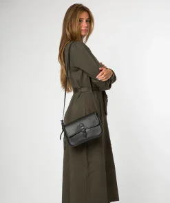 Francesca' Black Leather Cross Body Bag