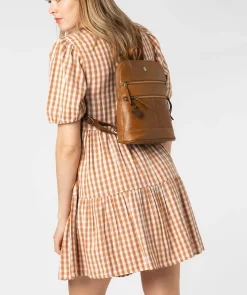 Francisca' Dark Tan Leather Backpack