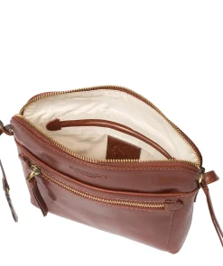 Frida' Conker Brown Leather Cross Body Bag