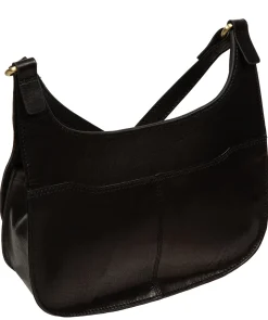 Gia' Black Leather Cross Body Bag