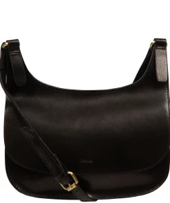Gia' Black Leather Cross Body Bag
