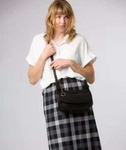 Gia' Black Leather Cross Body Bag