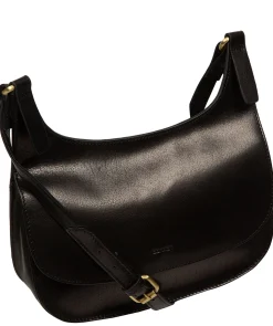 Gia' Black Leather Cross Body Bag
