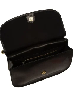 Gia' Black Leather Cross Body Bag