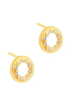 Gift Packaged 'Cezanne' 18ct Yellow Gold plated 925 Silver with Cubic Zirconia Circle Earrings