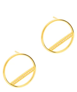Gift Packaged 'Equinox' 18ct Yellow Gold Plated 925 Silver & Cubic Zirconia Earrings