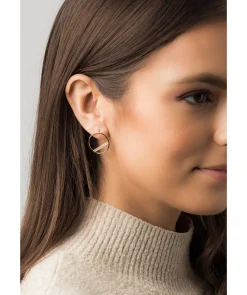 Gift Packaged 'Equinox' 18ct Yellow Gold Plated 925 Silver & Cubic Zirconia Earrings