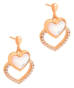 Gift Packaged 'Galli' 18ct Rose Gold Plated 925 Silver & Shell Pearl Heart Earrings