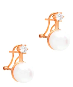 Gift Packaged 'Holton' 18ct Rose Gold Plated 925 Silver & Freshwater Pearl Sparkle Earrings
