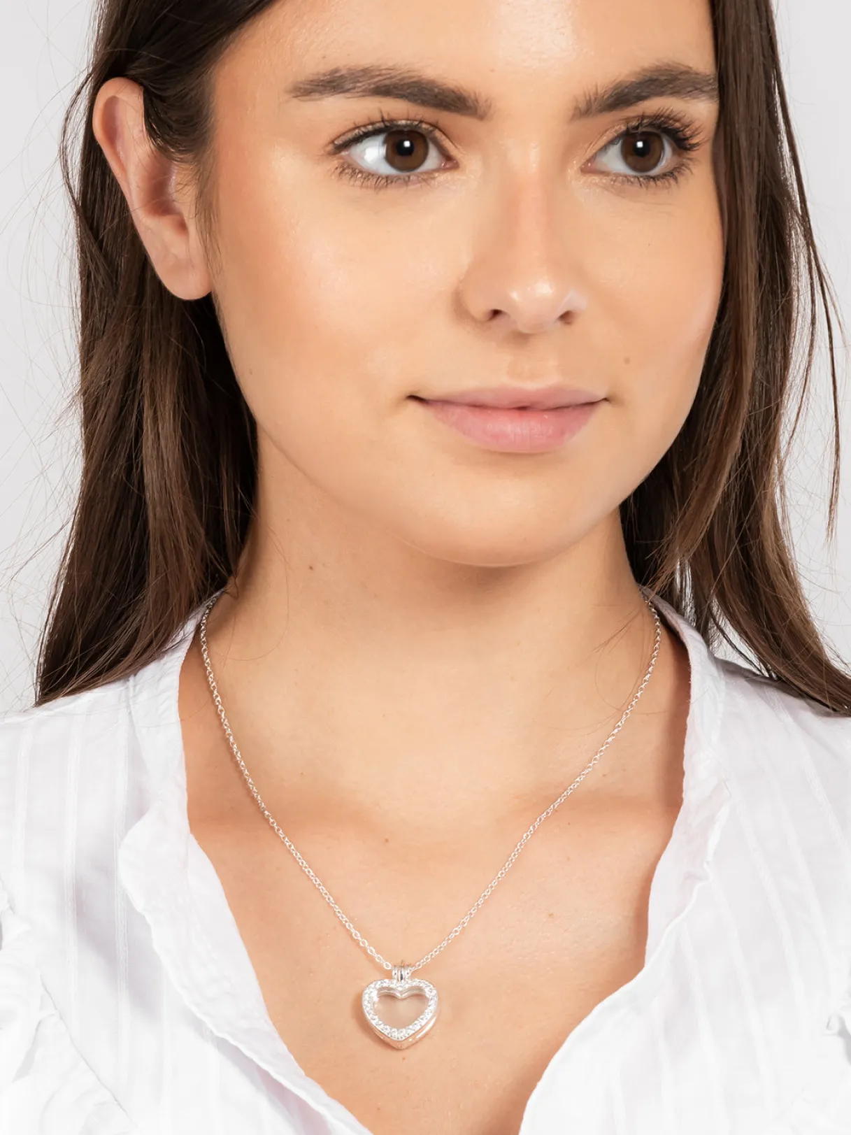 Gift Packaged 'Jordyn' 925 Silver & Cubic Zirconia Clear Heart Locket Necklace