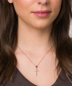 Gift Packaged 'Moraz' 18ct Rose Gold Plated 925 Silver Cross Pendant Necklace