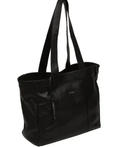 Gisella' Black Leather Tote Bag
