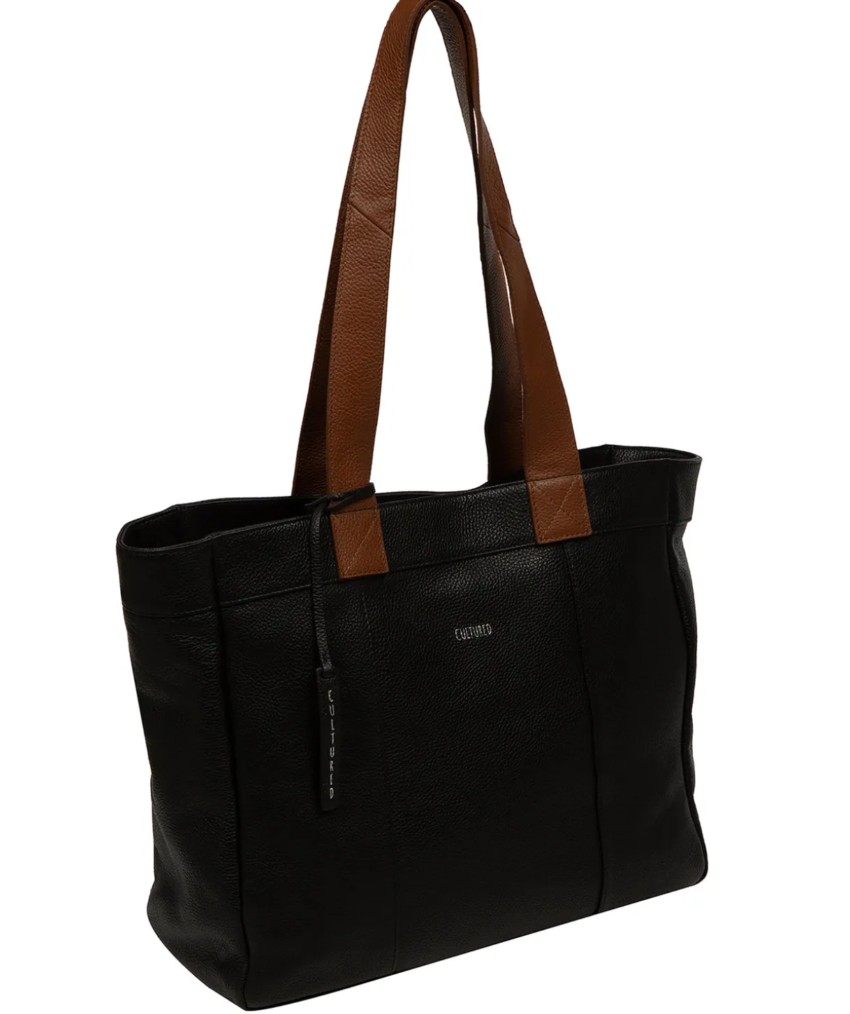 Gisella' Black & Rich Tan Leather Tote Bag