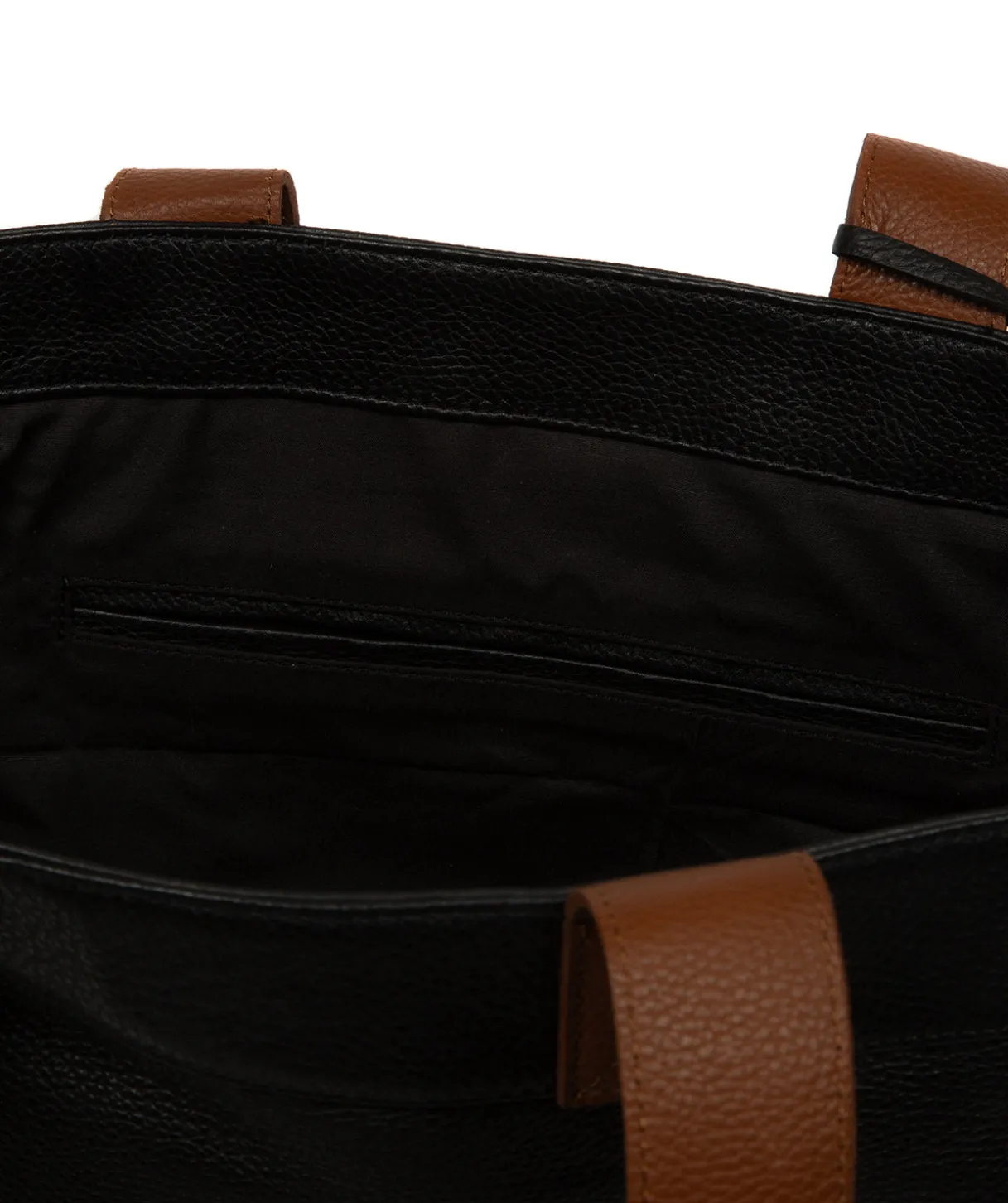 Gisella' Black & Rich Tan Leather Tote Bag