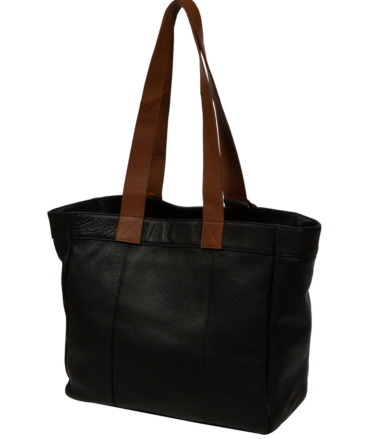Gisella' Black & Rich Tan Leather Tote Bag
