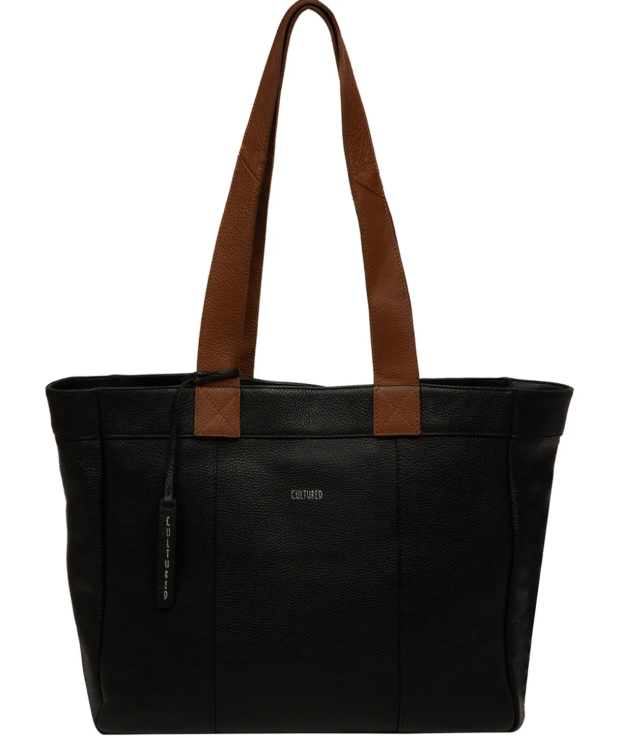Gisella' Black & Rich Tan Leather Tote Bag