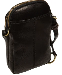 Giselle' Black Leather Cross Body Phone Bag