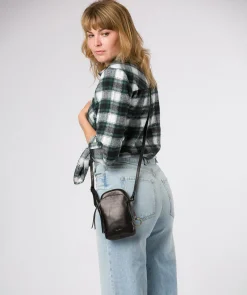 Giselle' Black Leather Cross Body Phone Bag