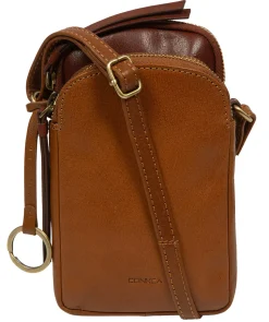 Giselle' Conker Brown & Dark Tan Leather Cross Body Phone Bag