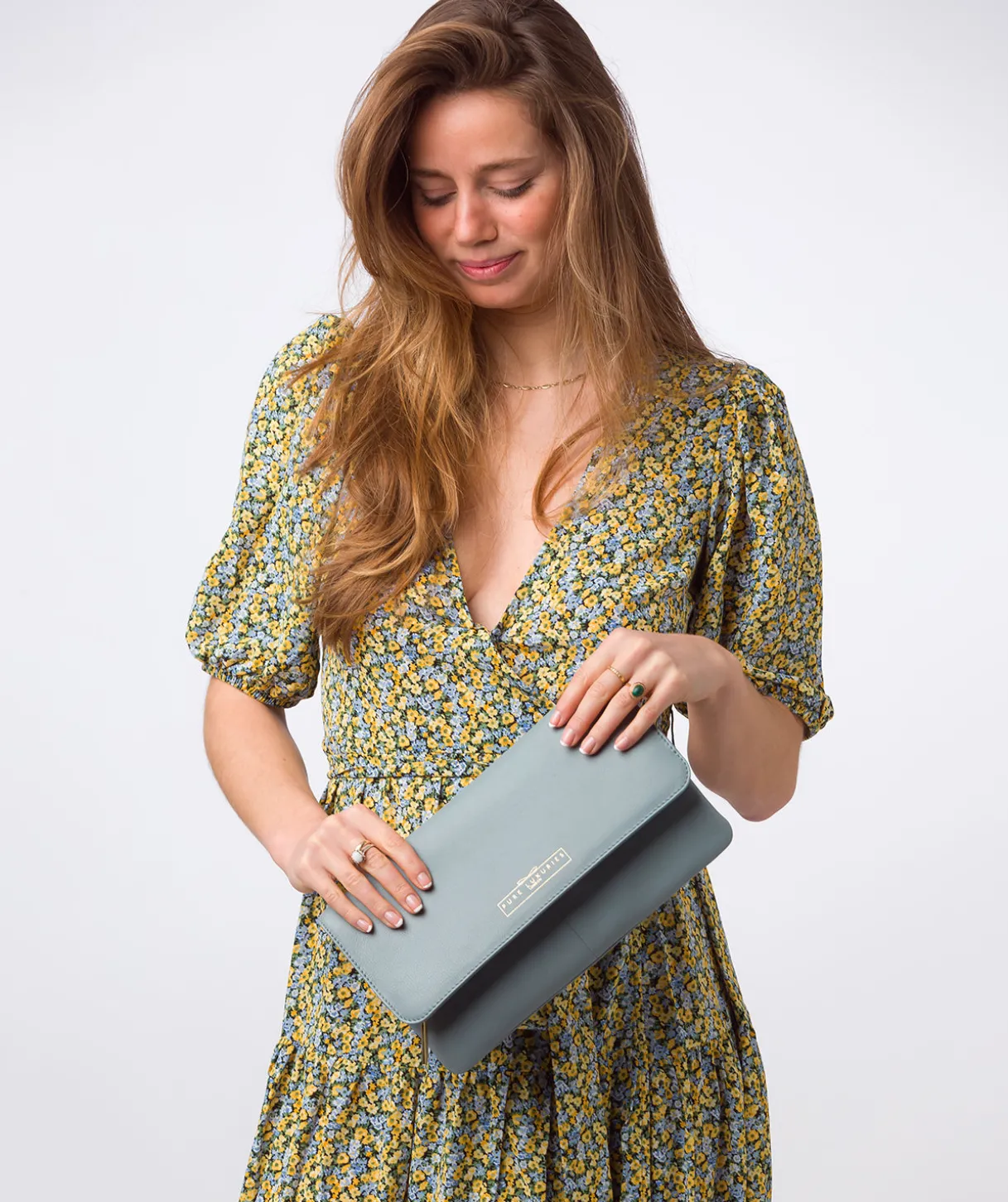Golders' Cashmere Blue Leather Clutch Bag
