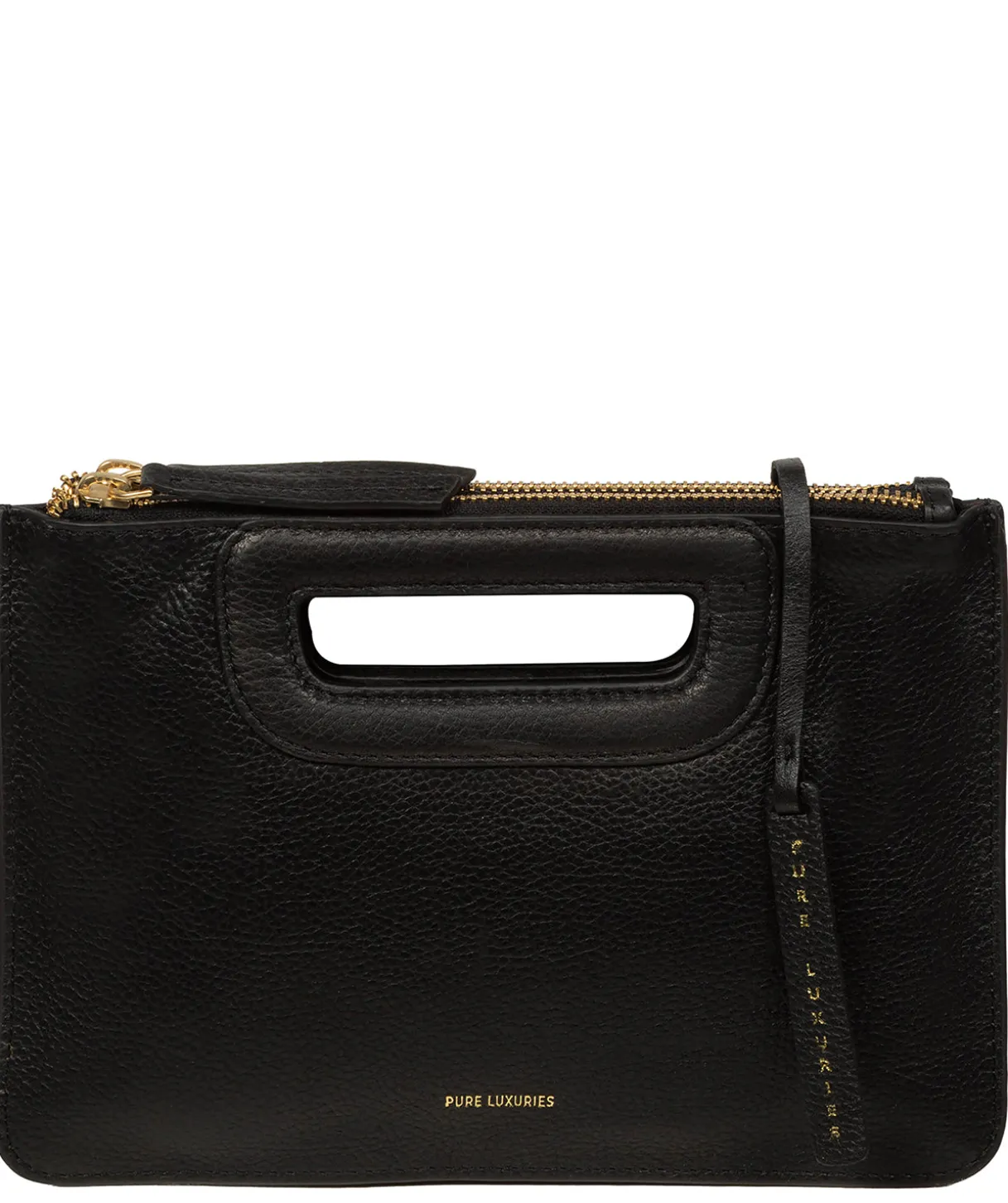 Guinevere' Black Leather Clutch Bag