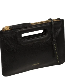 Guinevere' Black Leather Clutch Bag