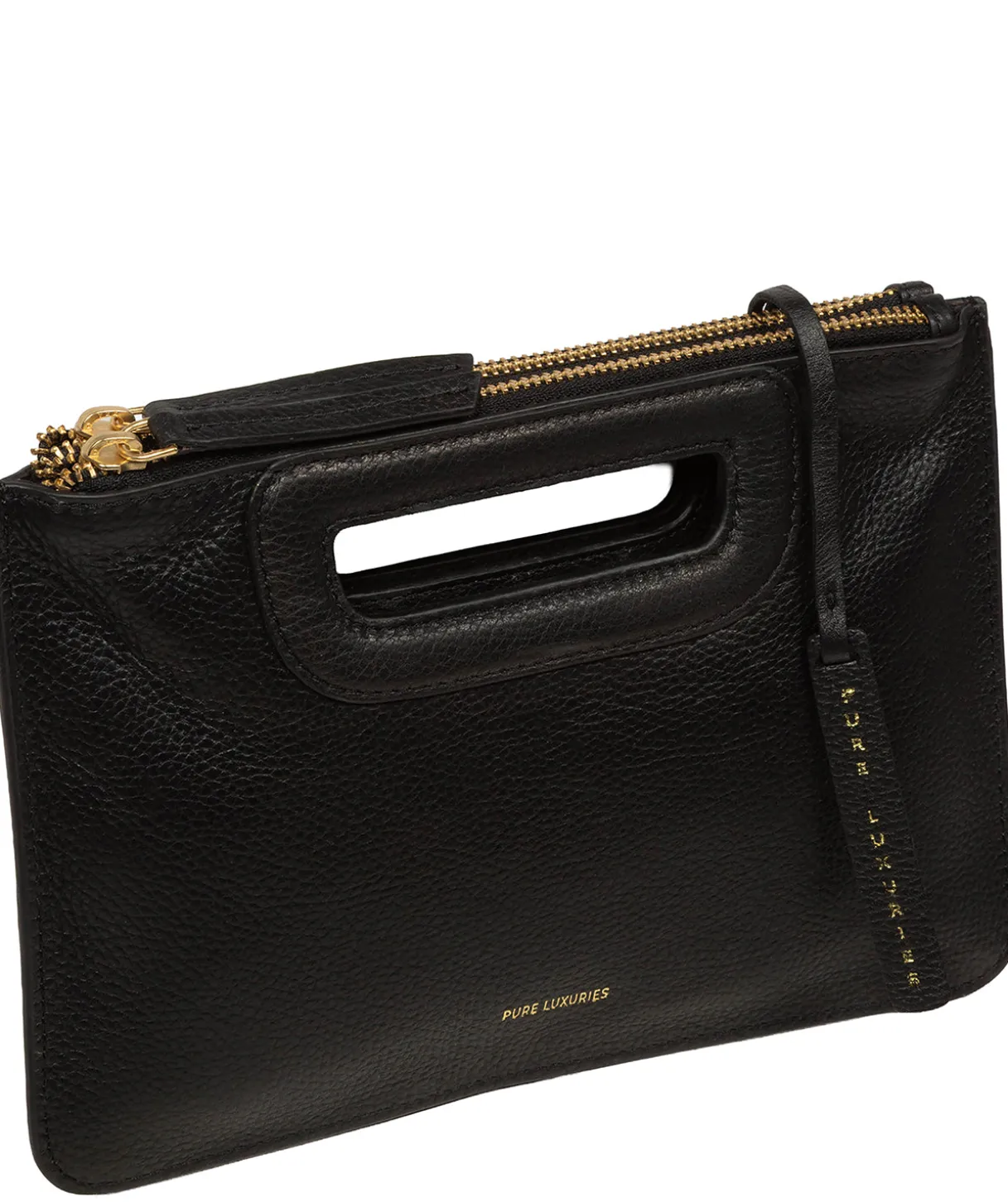 Guinevere' Black Leather Clutch Bag