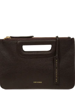 Guinevere' Espresso Leather Clutch Bag