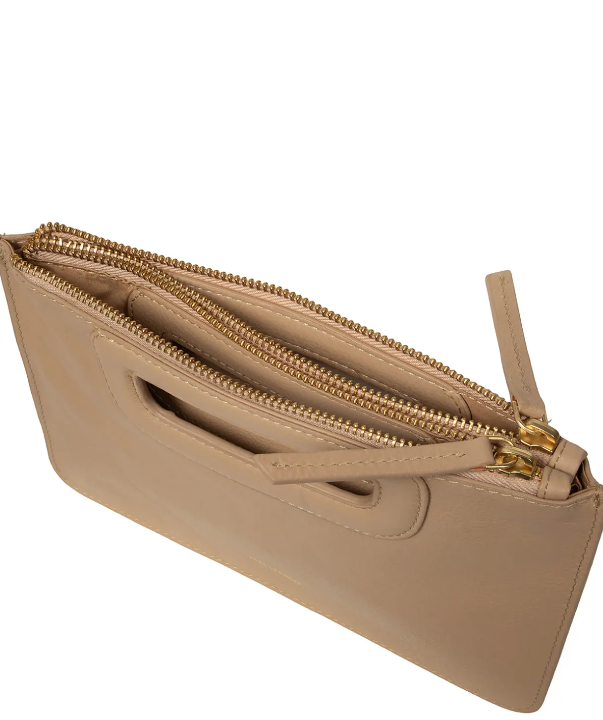 Guinevere' Latte Leather Clutch Bag