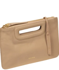 Guinevere' Latte Leather Clutch Bag