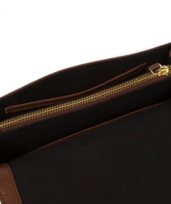 Gwen' Dark Tan Nappa Leather Cross Body Bag