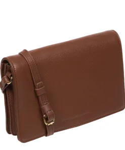 Gwen' Dark Tan Nappa Leather Cross Body Bag