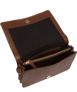 Gwen' Dark Tan Nappa Leather Cross Body Bag