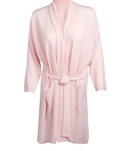 Hallbeck' Blush Pink Small Merino Wool and Cashmere Dressing Gown