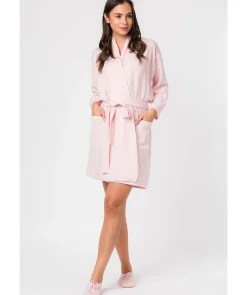 Hallbeck' Blush Pink Small Merino Wool and Cashmere Dressing Gown