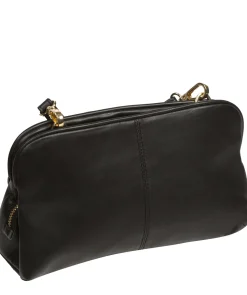Halsey' Black Nappa Leather Cross Body Clutch Bag