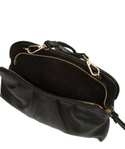 Halsey' Black Nappa Leather Cross Body Clutch Bag