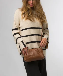Halsey' Chestnut Nappa Leather Cross Body Clutch Bag