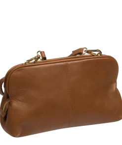 Halsey' Chestnut Nappa Leather Cross Body Clutch Bag