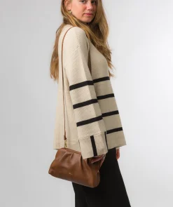 Halsey' Chestnut Nappa Leather Cross Body Clutch Bag
