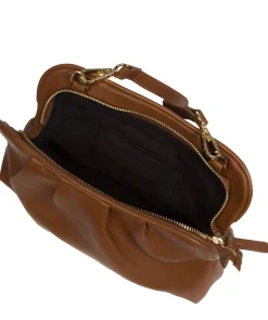 Halsey' Chestnut Nappa Leather Cross Body Clutch Bag