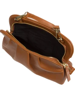 Halsey' Oak Nappa Leather Cross Body Clutch Bag