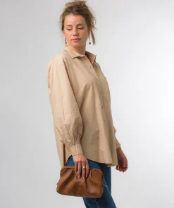 Halsey' Oak Nappa Leather Cross Body Clutch Bag