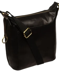 Indigo' Black Leather Shoulder Bag